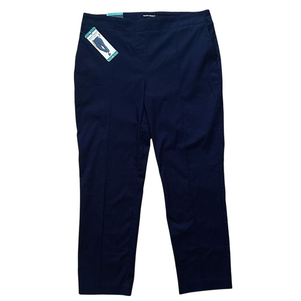 NWT Hilary Radley Ponte Pull-On Mid Rise Slim Leg Navy Blue Pants XL